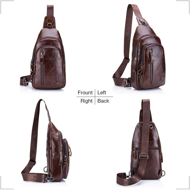 BULLCAPTAIN Leather Sling Bag - Crossbody Chest Bag for Outdoor and Business Use - Image 4