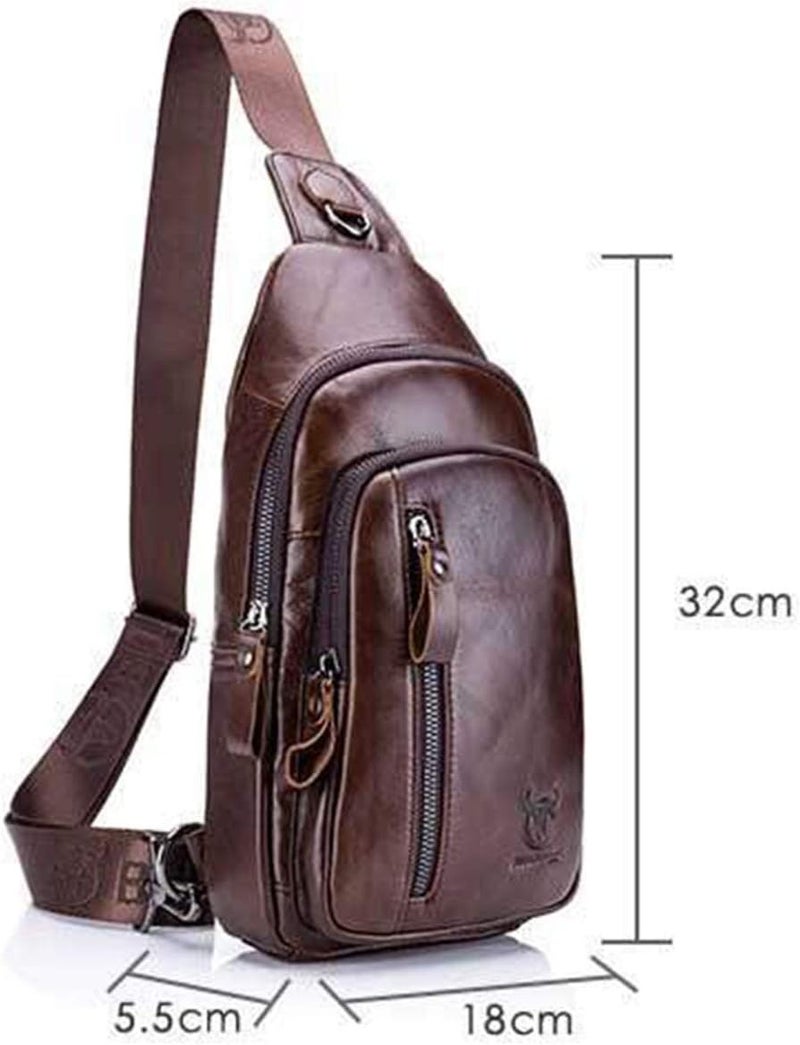 BULLCAPTAIN Leather Sling Bag - Crossbody Chest Bag for Outdoor and Business Use - Image 3