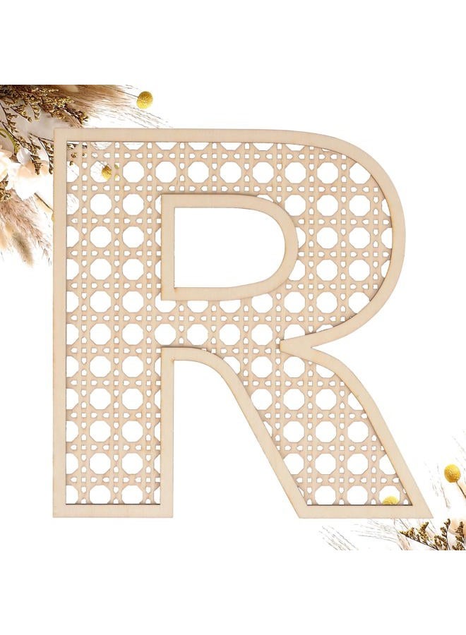 She Love Wooden Rattan Letters 8 inch Wood Letters R for Wall Decor Crafts Boho Nursery Decor for Baby Shower Wedding Bedroom Name Signs Large Rustic Letter Home Decoration - Image 1