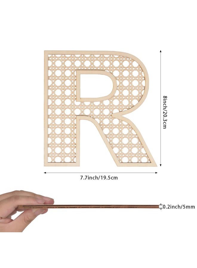 She Love Wooden Rattan Letters 8 inch Wood Letters R for Wall Decor Crafts Boho Nursery Decor for Baby Shower Wedding Bedroom Name Signs Large Rustic Letter Home Decoration - Image 2
