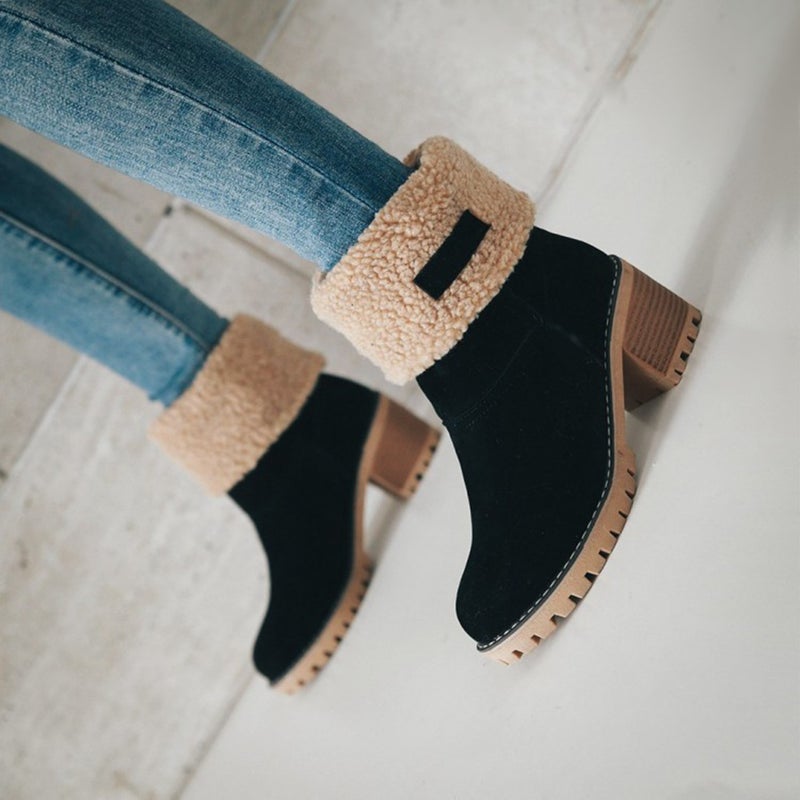 Winter Warm Snow Flocking Shoes Fashion Dual Boots for Women Girls Ladies Black Size 40 - Image 5