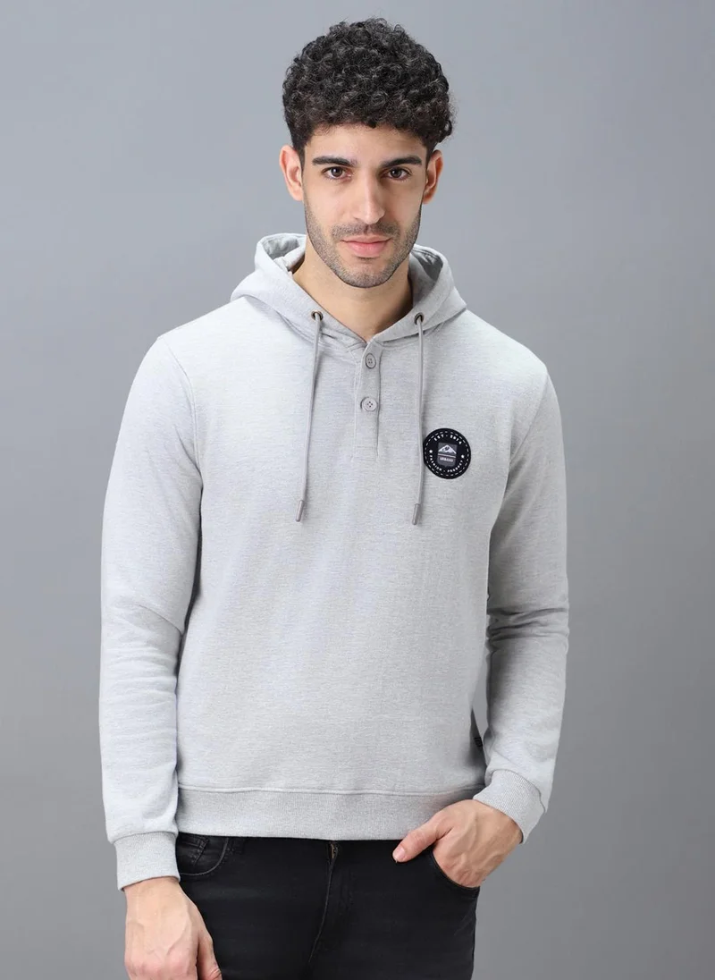 Urbano Fashion  Urbano Fashion Men's Grey Cotton Solid Button Hooded Neck Sweatshirt for Men | Best Price UAE