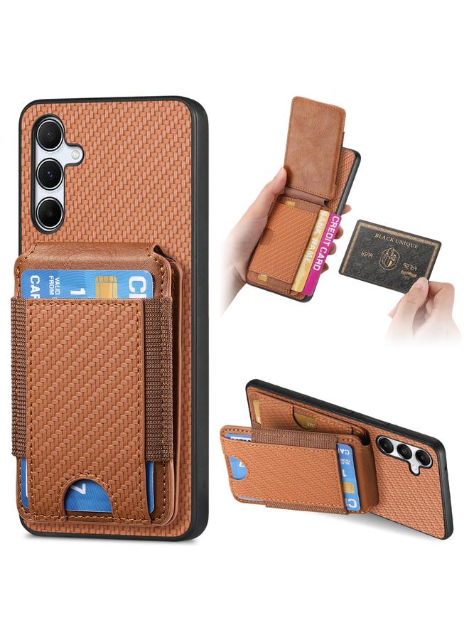S-TOP Case For Samsung Galaxy A55 5G Carbon Fiber Vertical Flip Wallet Stand Phone Case - Image 1