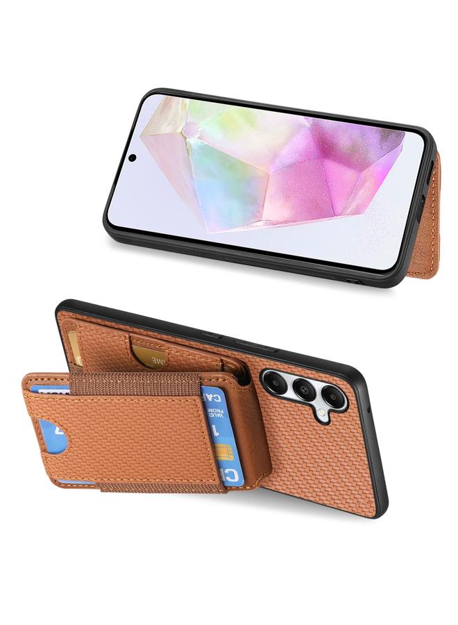 S-TOP Case For Samsung Galaxy A55 5G Carbon Fiber Vertical Flip Wallet Stand Phone Case - Image 5