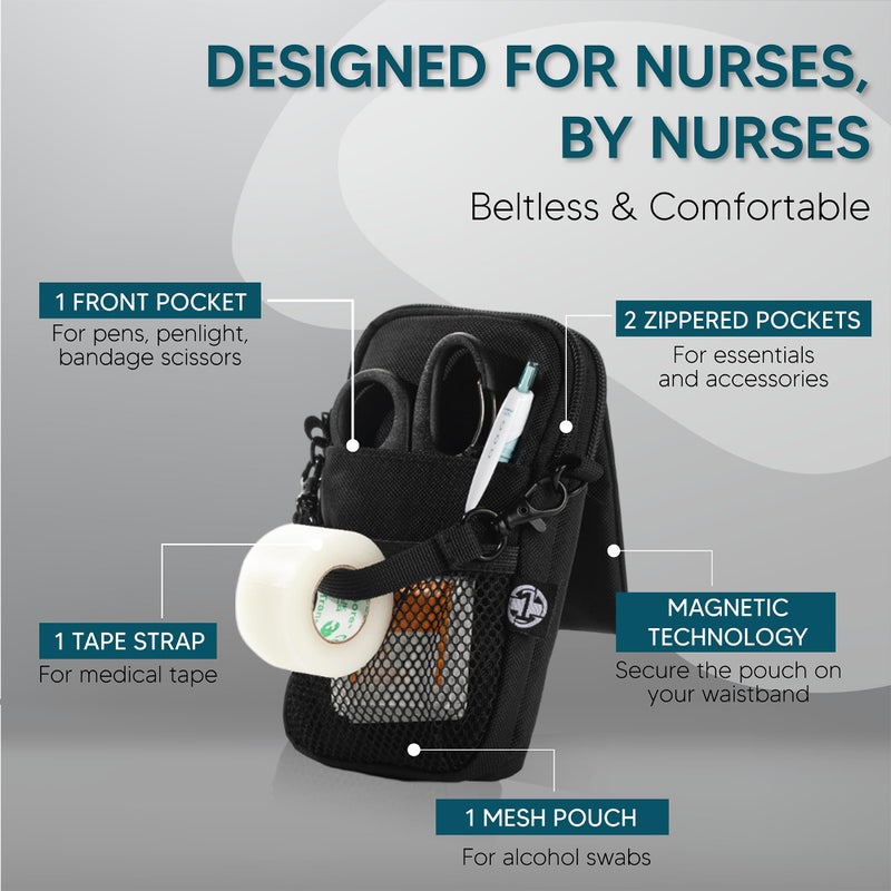 First Lifesaver Nurse Fanny Pack Pocket Organizer for Nurses, Nursing Students | Traveling Waist Pack | Water-Resistant & Magnetic Closur (Black) - Image 3