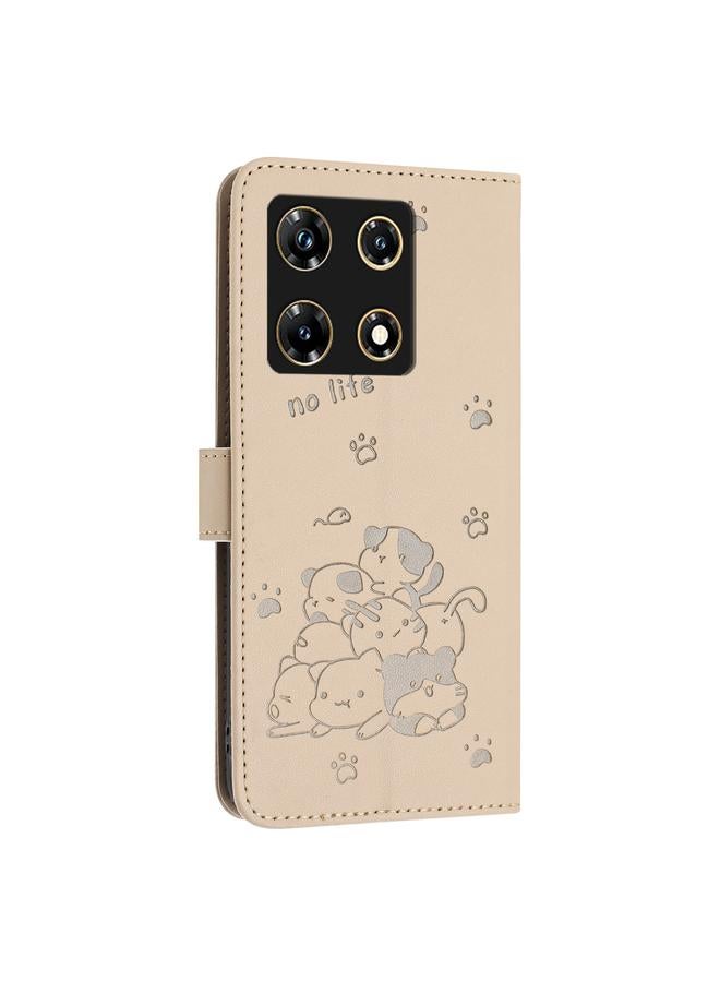 S-TOP Case For Infinix Note 30 Pro Embossed Kitten Phone Leather Case with Lanyard - Image 3