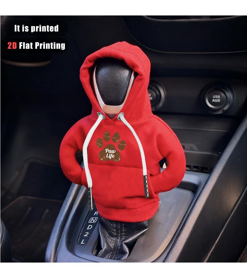 Pink 2D Flat Printing Paw Print Mini Hooded Car Gear Shift Cover Dustproof - Image 4