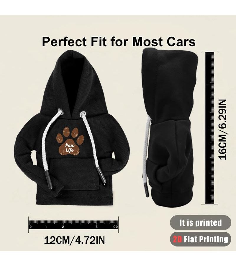 Pink 2D Flat Printing Paw Print Mini Hooded Car Gear Shift Cover Dustproof - Image 3