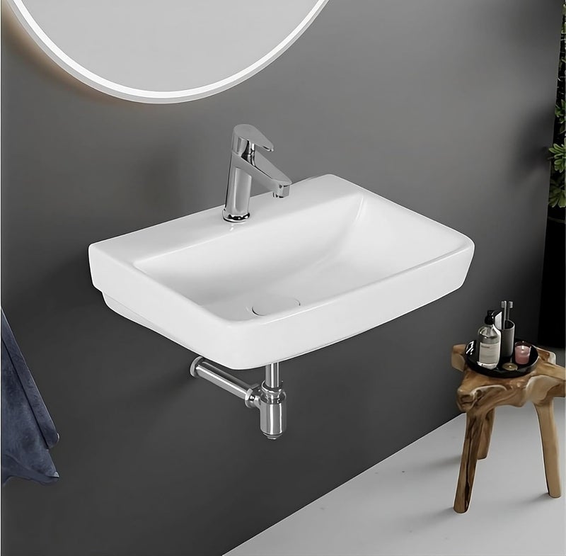 SYON Syon ROSA Premium Ceramic Wall Hung Wash Basin 18 inch X 14 inch  - Image 1