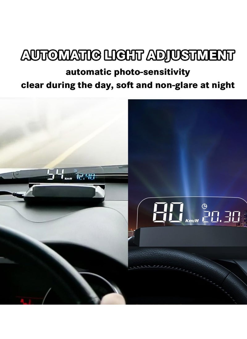 Excefore - Car Head Up Display, OBD2 + GPS Dual System, Digital Speedometer KMH MPH, Mirror Speed Projector, OverSpeed Alarm, Fatigue Driving Warning - Image 1