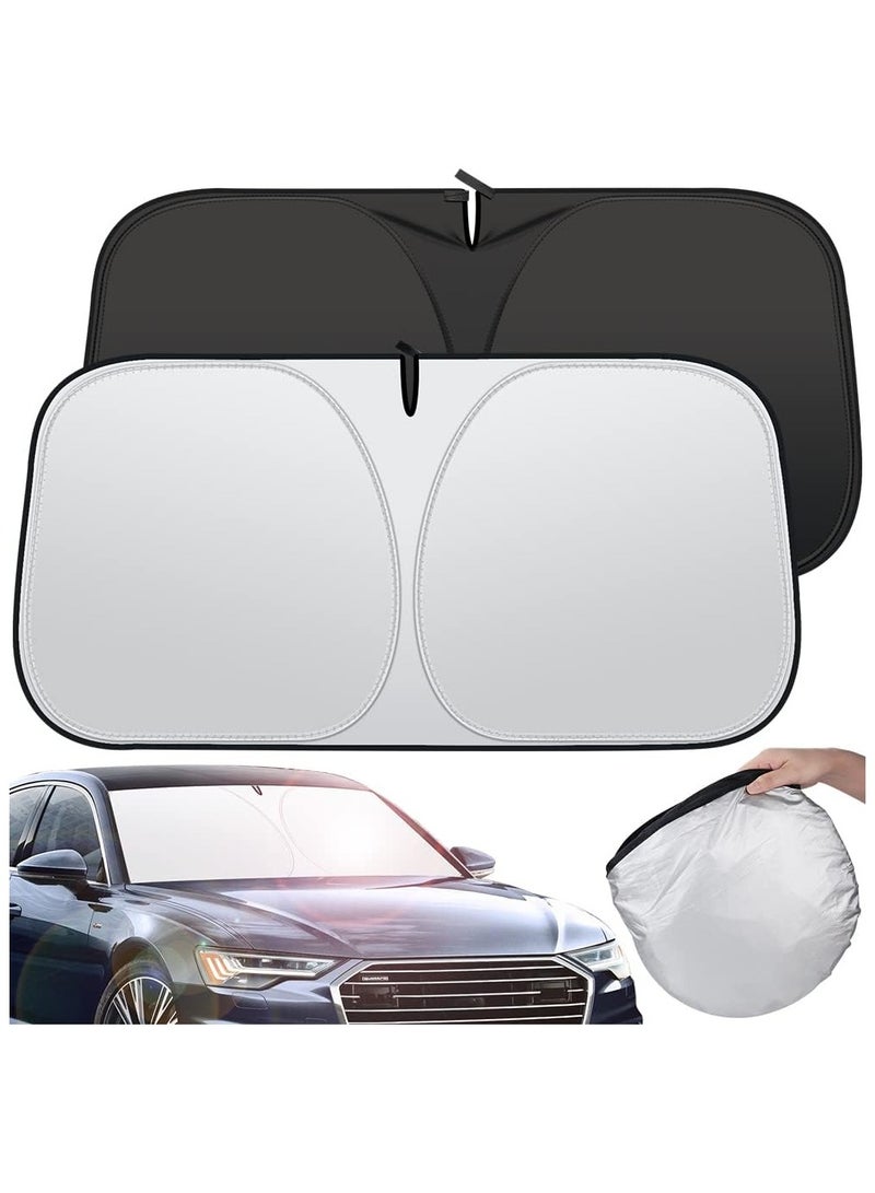 Generic Foldable Car Windshield Sunshade with Storage Pouch,Front Windshield Reflective Sunshad,Car Front Window for Top Blocks UV Rays and Sun Heat Protection, Keeps Vehicle Cooler（56 * 31.5inch）  - Image 1
