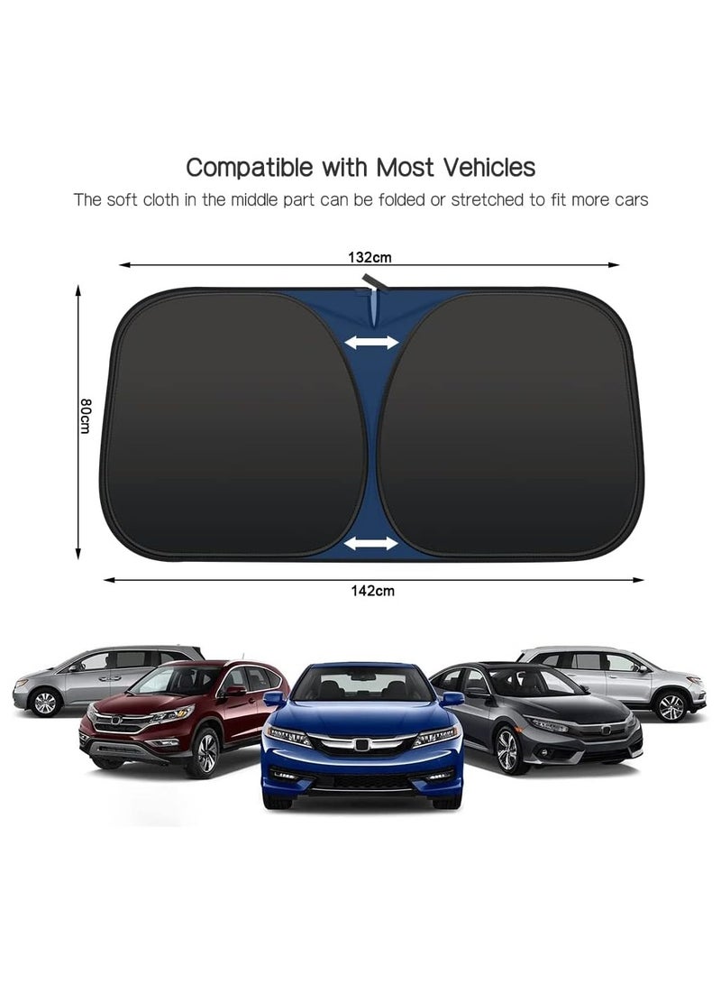 Generic Foldable Car Windshield Sunshade with Storage Pouch,Front Windshield Reflective Sunshad,Car Front Window for Top Blocks UV Rays and Sun Heat Protection, Keeps Vehicle Cooler（56 * 31.5inch）  - Image 3