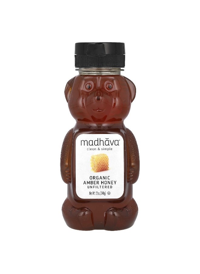 madhava Madhava, Organic Amber Honey, Unfiltered, 12 oz (340 g)  - Image 1