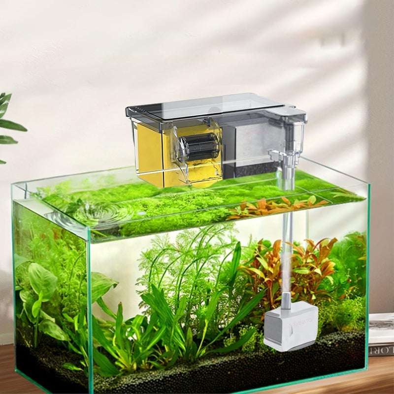 VAYINATO SOBO (AQ-15H|4W|400L/ساعة|مناسب لخزان 1.5 قدم) فلتر شلال خارجي متعدد الوظائف مثبت على الحائط مع عجلة حيوية|مساحات ترشيح متعددة، تشمل مواد الفلترة ومضخة الماء - Image 1