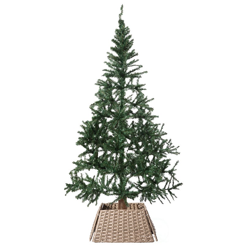 Gardenised Gardenised Foldable Christmas Tree Skirt Collar Basket Ring Base Stand Cover Rattan Plastic Grey