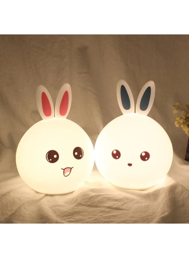كيوت مصباح ليلي لطيف على شكل أرنب - مصباح غرفة نوم للأطفال مزود بمستشعر لمس وتوهج دافئ وناعم - مصباح ليلي محمول يعمل بالبطارية على شكل حيوان لغرفة الأطفال وغرفة الأطفال الصغار - Image 3