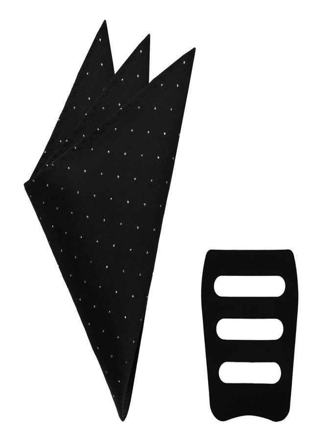 Gsyziux Polka Dots Pocket Squares for Men, Cotton Mens Handkerchiefs with Pocket Square Holder for Wedding Party Daily Suit (Black) - Image 1