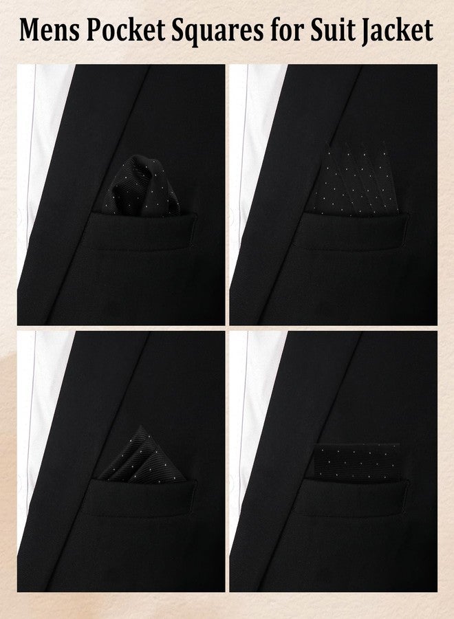 Gsyziux Polka Dots Pocket Squares for Men, Cotton Mens Handkerchiefs with Pocket Square Holder for Wedding Party Daily Suit (Black) - Image 4