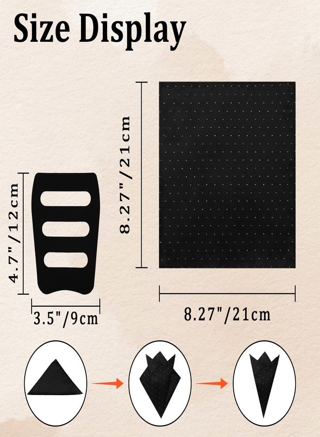 Gsyziux Polka Dots Pocket Squares for Men, Cotton Mens Handkerchiefs with Pocket Square Holder for Wedding Party Daily Suit (Black) - Image 3