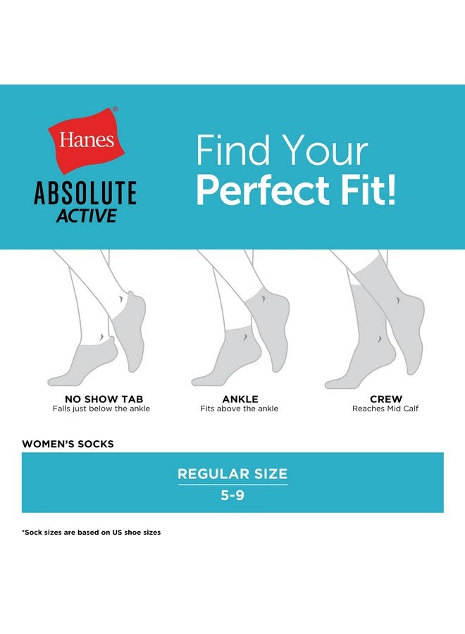 Hanes Cushioned, Absolute Active Crew Socks for Women, Seamless Toe, 4-Pairs, Grey, 5-9 - Image 4