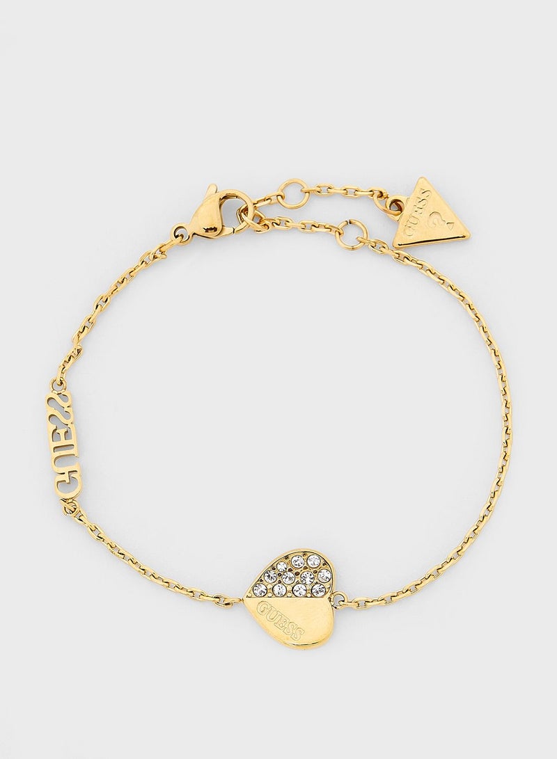 GUESS Plain & Pave Heart Charm Bracelet - Image 1
