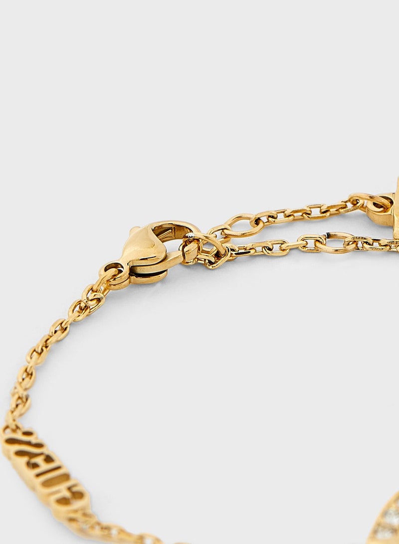 GUESS Plain & Pave Heart Charm Bracelet - Image 3