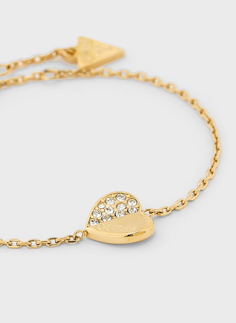 GUESS Plain & Pave Heart Charm Bracelet - Image 2