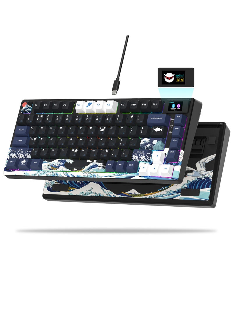 Womier - S-K80 75% Keyboard with Color OLED Display Mechanical Gaming Keyboard, Hot Swappable Keyboard, Gasket Mount RGB Custom Keyboard - Image 1