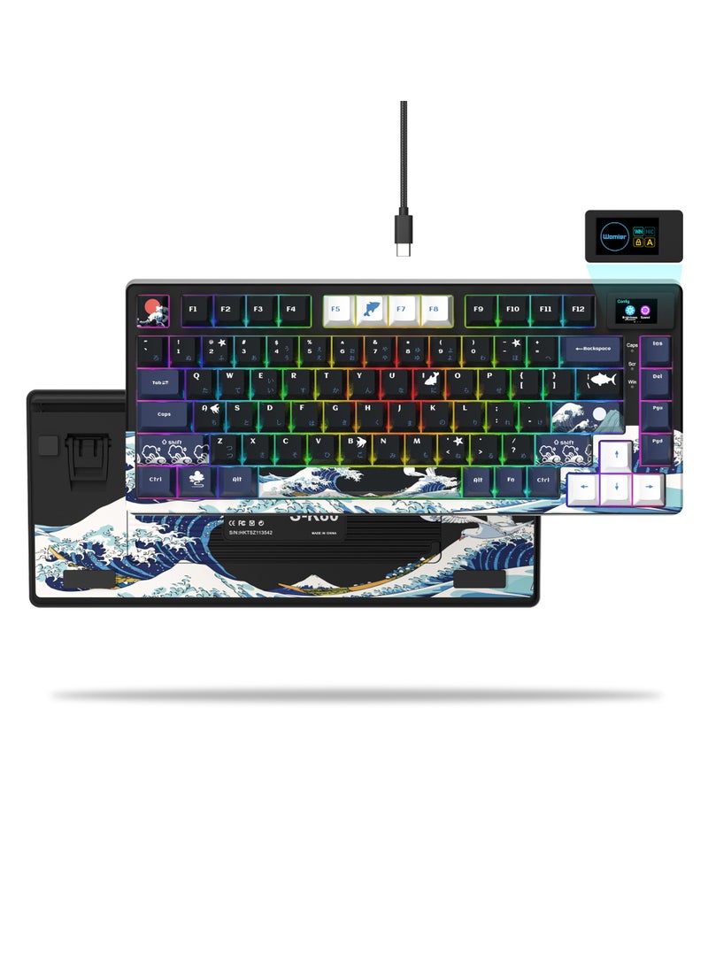 Womier - S-K80 75% Keyboard with Color OLED Display Mechanical Gaming Keyboard, Hot Swappable Keyboard, Gasket Mount RGB Custom Keyboard - Image 1
