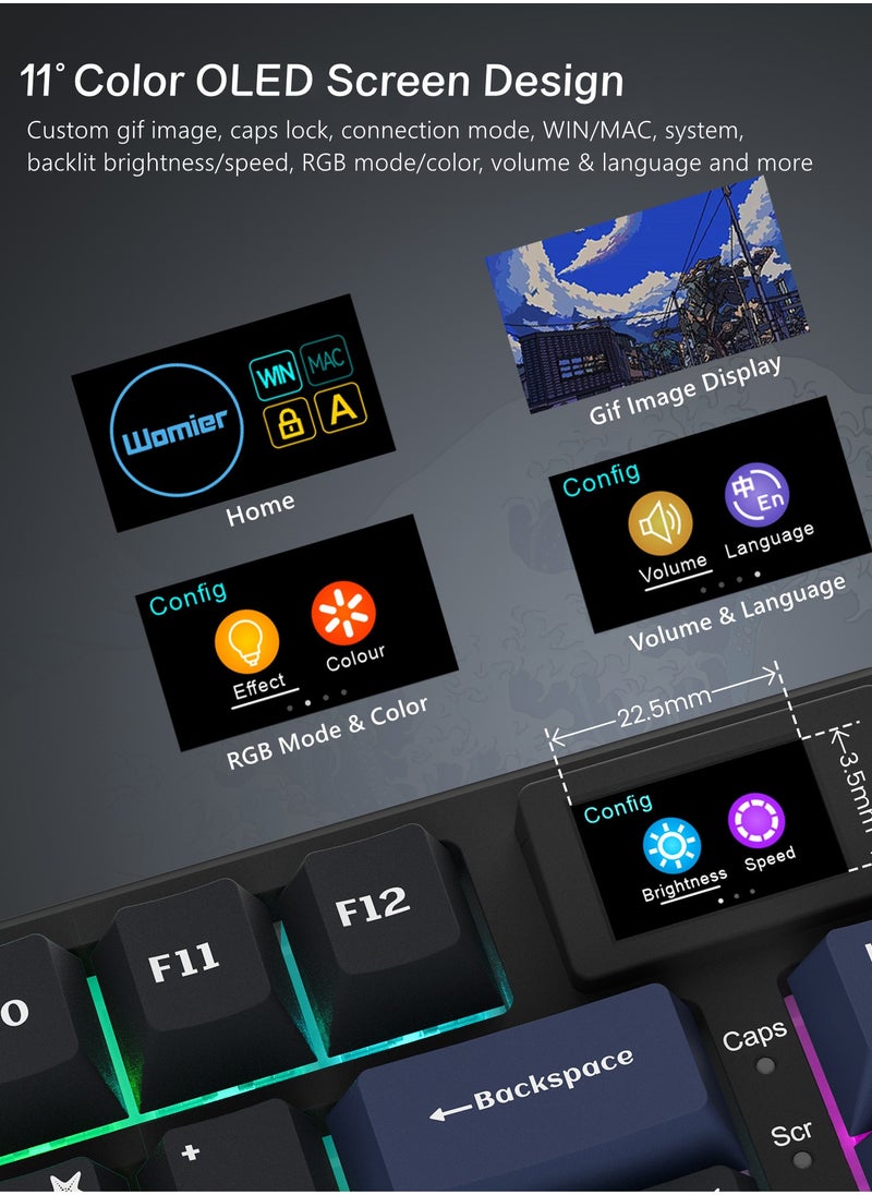 Womier - S-K80 75% Keyboard with Color OLED Display Mechanical Gaming Keyboard, Hot Swappable Keyboard, Gasket Mount RGB Custom Keyboard - Image 1