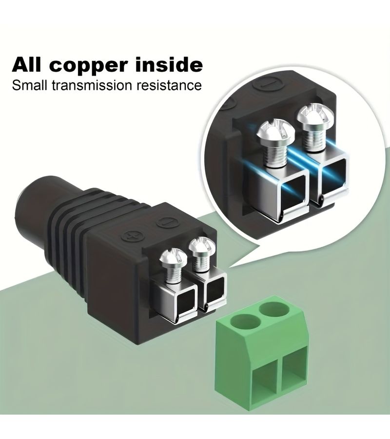 6 أزواج من موصلات الطاقة DC 12V، ذكور وإناث، مقابس طرفية لولبية، مقاس 5.5 مم × 2.1 مم، لكاميرات المراقبة CCTV وأشرطة LED وأسلاك معدات الطاقة DC والإلكترونيات DIY. - Image 4