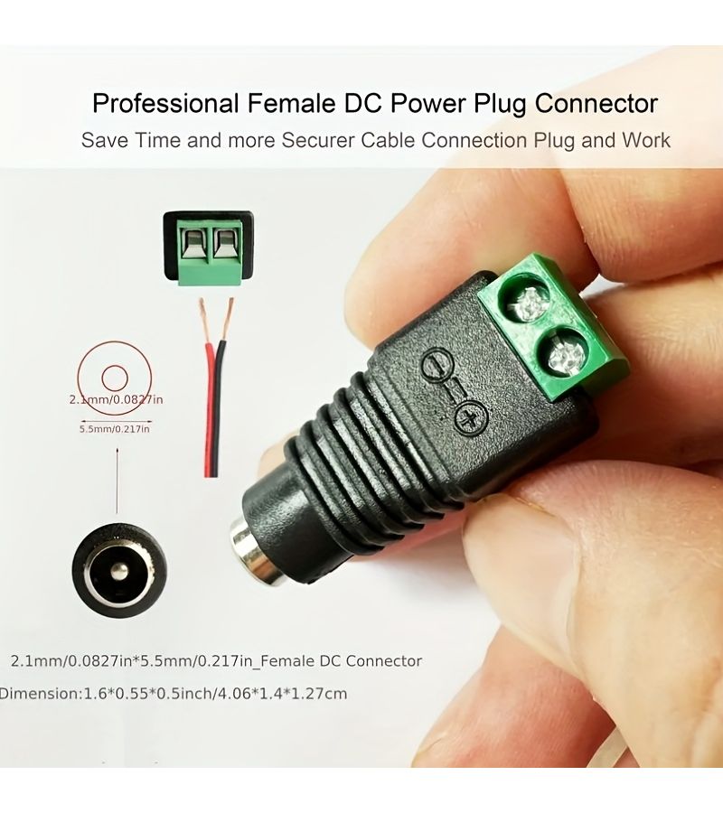 6 أزواج من موصلات الطاقة DC 12V، ذكور وإناث، مقابس طرفية لولبية، مقاس 5.5 مم × 2.1 مم، لكاميرات المراقبة CCTV وأشرطة LED وأسلاك معدات الطاقة DC والإلكترونيات DIY. - Image 3