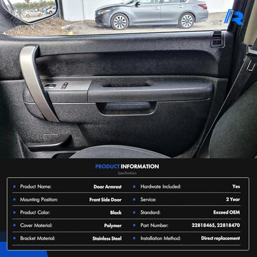 RHAOCZIYAUTO Left Driver & Right Passenger Side Armrest Repair Kit Fit for Chevy Silverado 1500 2500HD 3500HD 2010-2014 For GMC Sierra 1500 2500 HD 3500 HD 2010-2014 Door Panel with Release Handle Below Armrest - Image 5