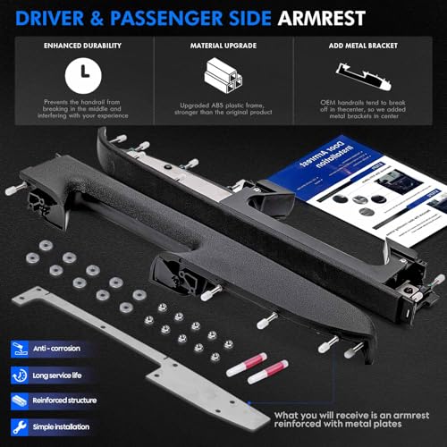 RHAOCZIYAUTO Left Driver & Right Passenger Side Armrest Repair Kit Fit for Chevy Silverado 1500 2500HD 3500HD 2010-2014 For GMC Sierra 1500 2500 HD 3500 HD 2010-2014 Door Panel with Release Handle Below Armrest - Image 4
