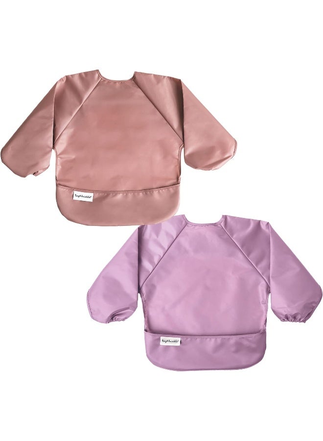 Tiny Twinkle Tiny Twinkle Mess Proof Baby Bib, 2 Pack Long Sleeve Bib Outfit, Waterproof Bibs for Toddlers, Machine Washable, Tug Proof  - Image 1
