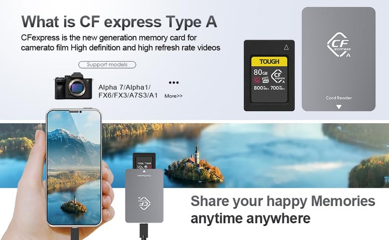 Artek CFexpress Type A Card Reader USB 3.2 Gen 2 with Transfer up to 10GB/s Compact Slim Metal Body with Type C to C and Type C to A Cable Included (Type A) - Image 5
