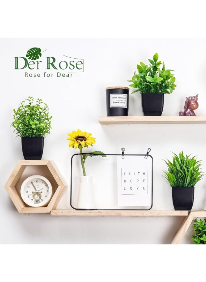 Der Rose نبتة صناعية صغيرة مع أصيص بشكل أصيص من دير روز لتزيين المنزل والمكتب والمزرعة والحمام والرفوف الداخلية، مجموعة من 6 قطع - Image 4