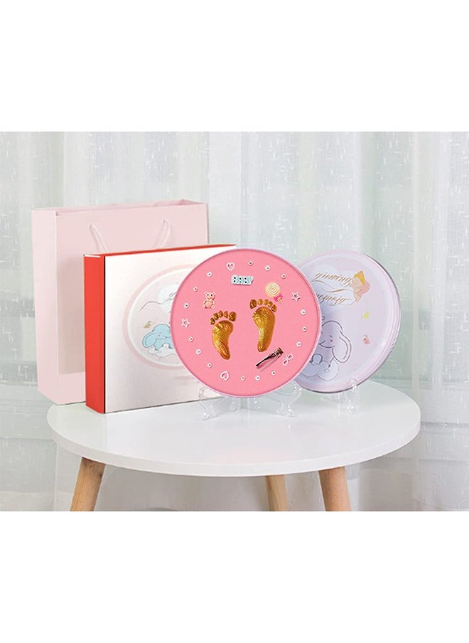 Taimi Baby Footprint Handprint Frame Kit for Baby Shower Gifts, DIY Infants Clay Souvenir Ornament Keepsake Kit Keepsake Box for Newborn Baby Boys and Baby Girls, Memorable New Mom Gifts (Pink)  - Image 2