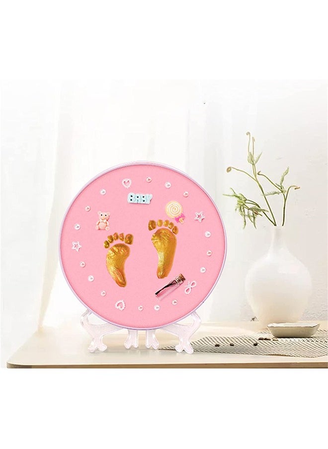Taimi Baby Footprint Handprint Frame Kit for Baby Shower Gifts, DIY Infants Clay Souvenir Ornament Keepsake Kit Keepsake Box for Newborn Baby Boys and Baby Girls, Memorable New Mom Gifts (Pink)  - Image 3