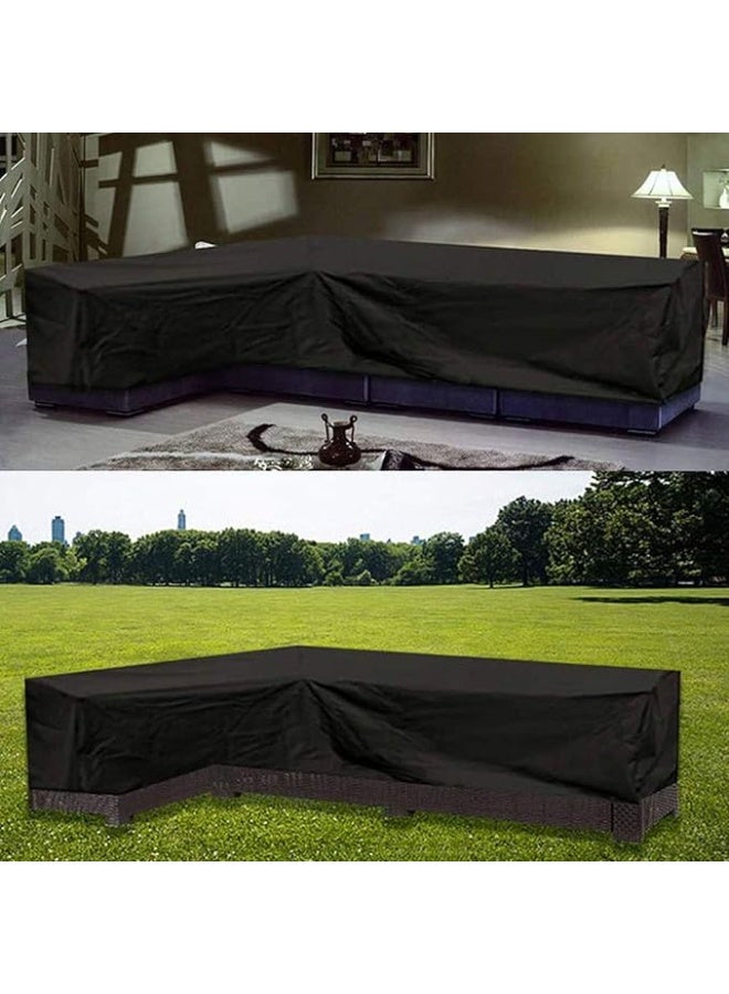 Garden Furniture Covers, V/L Shape Outdoor Patio Sofa Covers Universal Sectional Furniture Cover Waterproof Dustproof 420D Heavy Duty Garden Bench Protector,Black,286x286x82cm - Image 2