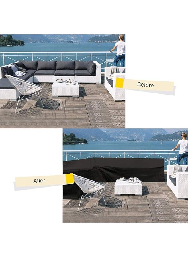 Garden Furniture Covers, V/L Shape Outdoor Patio Sofa Covers Universal Sectional Furniture Cover Waterproof Dustproof 420D Heavy Duty Garden Bench Protector,Black,286x286x82cm - Image 5