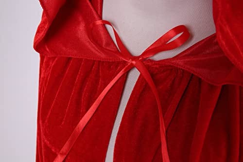 VGLOOK Unisex Adults Hooded Cloak Velvet Cape for Halloween Cosplay Costumes 59 inch Red - Image 5