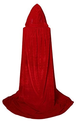 VGLOOK Unisex Adults Hooded Cloak Velvet Cape for Halloween Cosplay Costumes 59 inch Red - Image 3