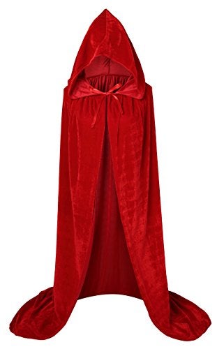 VGLOOK Unisex Adults Hooded Cloak Velvet Cape for Halloween Cosplay Costumes 59 inch Red - Image 2