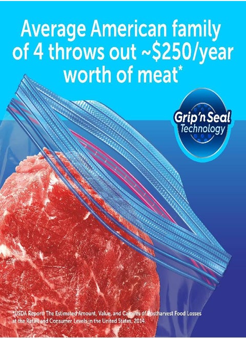 Ziploc Gallon Food Storage Freezer Bags, Grip 'n Seal Technology for Easier Grip, Open, and Close, 60 Count