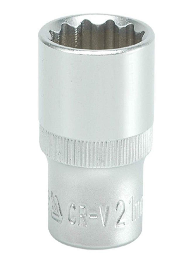 Yato YT-1283 Bihexagonal Socket 21mm, 38mm Length for 1/2 Inch Drive Wrench Set | DIN3121 CrV Chromium Satin Plated Steel | Mechanical Industrial Tool Box - Image 1