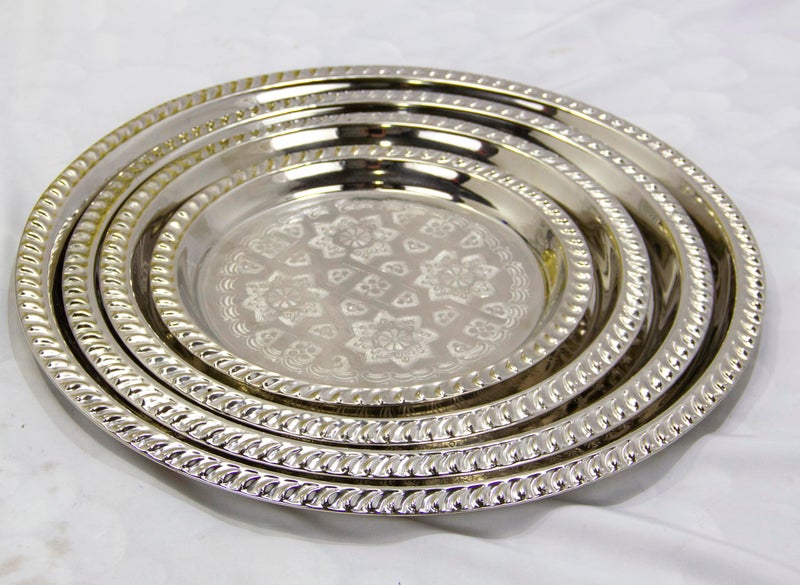 Art Of Handmade Moroccan Tea Tray Serving Cocktail Silver Handmade Fez Small Or Large Round (9/11/13/15 Inches) (9 Inches) - Image 5