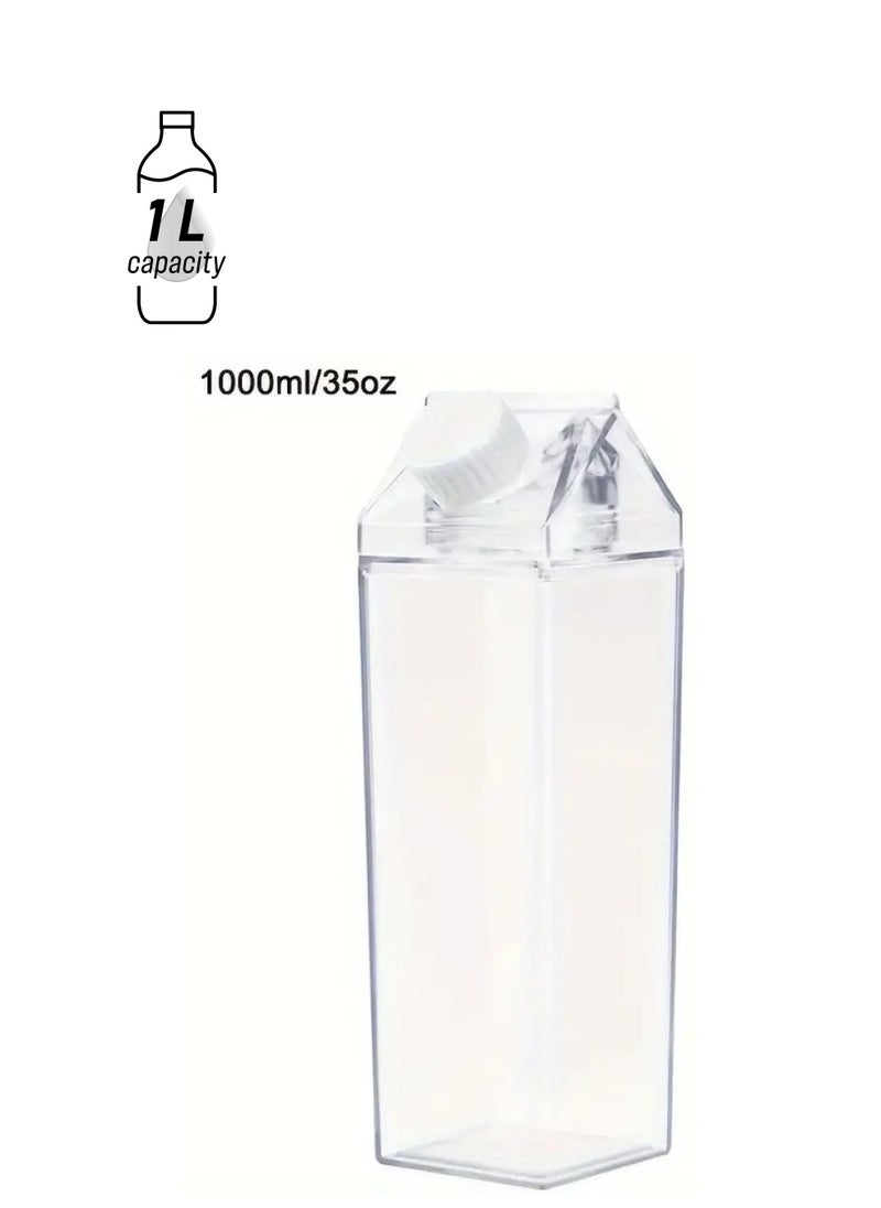 Homesmiths Plastic Milk Bottle, Reusable Milk and Juice Jug, Transparent, Rotatable Seal for Freshness, Perfect for Office, Camping & Kitchen Use, BPA-Free Container-1 Liter  - Image 1