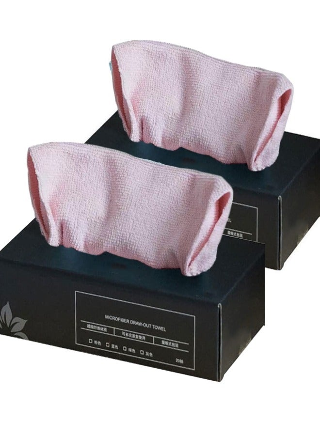 Bukela Disposable Cleaning Towel, 20 Pcs Per Box Reusable Cleaning Cloth, Lazy Rags, Washcloth Washable Multi-Purpose Cleaning Cloths for House Kitchen Car Restaurant-Pink(2 Boxes) - Image 1