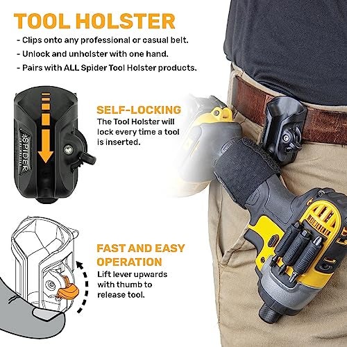 Spider Tool Holster - Pro Tool Kit - Belt Holster Clip + Tool Docking Stations for organizing, Storing and Carrying Driver bits, Power Drill, Multitool, Tape Measure, Hammer, Pneumatic and More! - Image 4